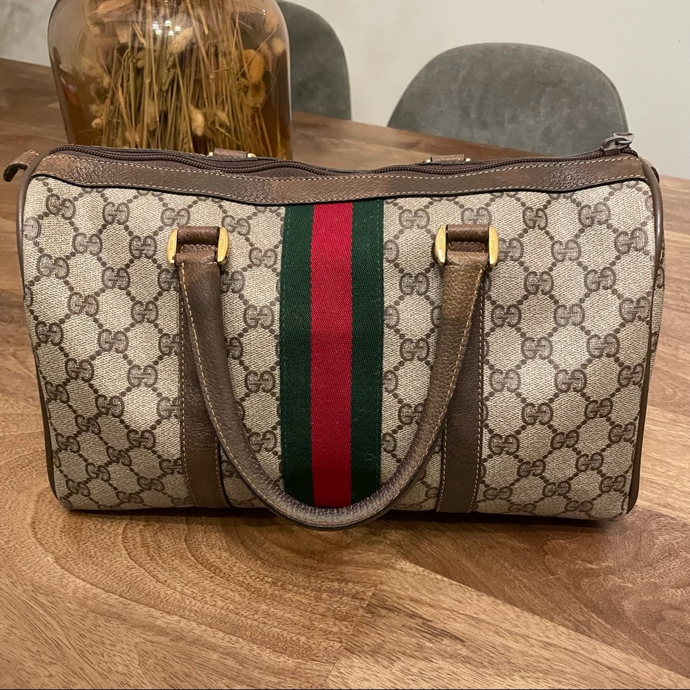 Authentic Vintage Gucci Web Supreme Boston Bag - Picture 6 of 12